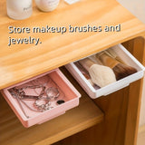 2pcs Under Desk Storage Drawers - No Drill, Adjustable & Lightweight Pull-Out Organizer for Office Supplies and Cosmetics