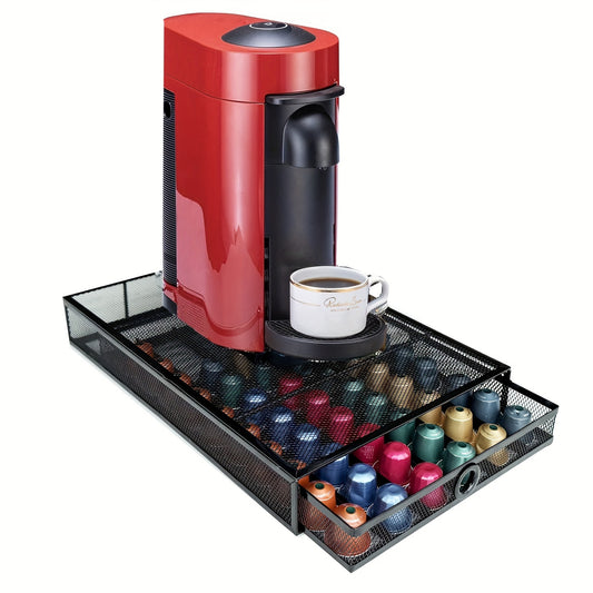 Cajón portacápsulas Originaline para almacenar cápsulas de café con cristal para armario. Estante para cápsulas Originaline para mostrador (42/72 cápsulas), organizador de escritorio y cajón para el hogar.