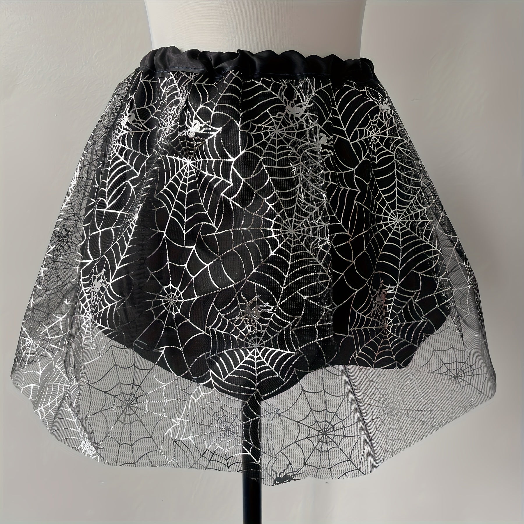 Artículos para disfraces de Halloween, falda de malla con tutú, falda corta con dibujos de telaraña, ideal para festivales, espectáculos de baile y otras ocasiones.