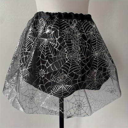 Halloween Party Dress Up Supplies, Tutu Mesh Skirt, Spider Web Cartoon Shape Short Skirt, Suitable For Festival Raves, Dance Performances And Other Occasions