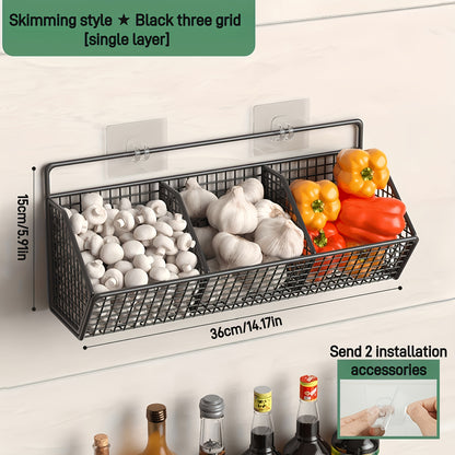 1 cesta de almacenamiento de cocina de pared - Estante colgante multiusos para ajo, cebolla y verduras - Contenedores duraderos - Perfecto para baños y cocinas pequeñas, accesorios de baño
