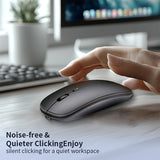 Ultra-Slim Wireless Mouse - Rechargeable, Silent, Portable Dual-Mode USB & Optical with C-Type Adapter for Computers