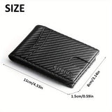 Cartera delgada plegable para hombre, tarjetero con bloqueo RFID, dos ventanas para identificación y pinzas para billetes.