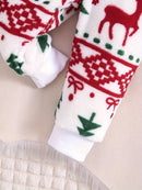 Traje de franela de otoño e invierno con estampado de dibujos animados de Navidad para niña, ropa interior cálida de dos piezas para niña