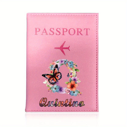 Customized Name Initial Pu Leather Passport Holder Cover Personalized Custom Ultra Slim Wallet Organizer Passport Protector Covers Personal Tailor Waterproof Card Case Storage Cases for Men Women Travel Accessories