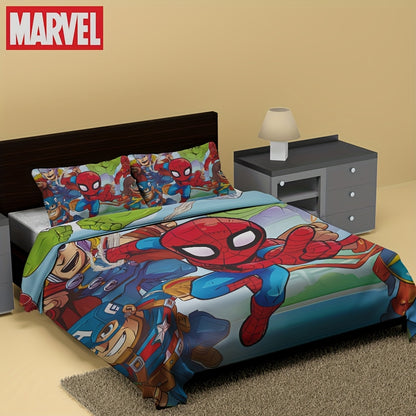 Authorized 3pcs Marvel Spiderman Bedding Set Featuring 1 Duvet Cover And 2 Pillowcases, Providing a Soft And Cozy Bedding Option for Bedrooms, Guest Rooms, And Dorm Decor.
