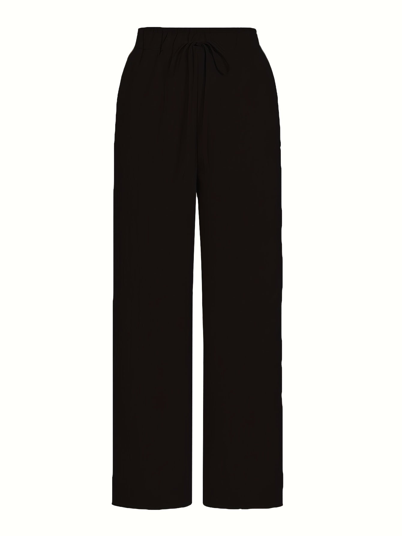 Women'S Casual Beige Knotted Top & Matching Pants Set - Spring/Summer Style, Solid Color, Relaxed Fit with Drawstring Waist, Stylish Accessory Bag, Everyday Casual Wear|Stylish Knotted Top|Drawstring Waist Pants, Casual Wear