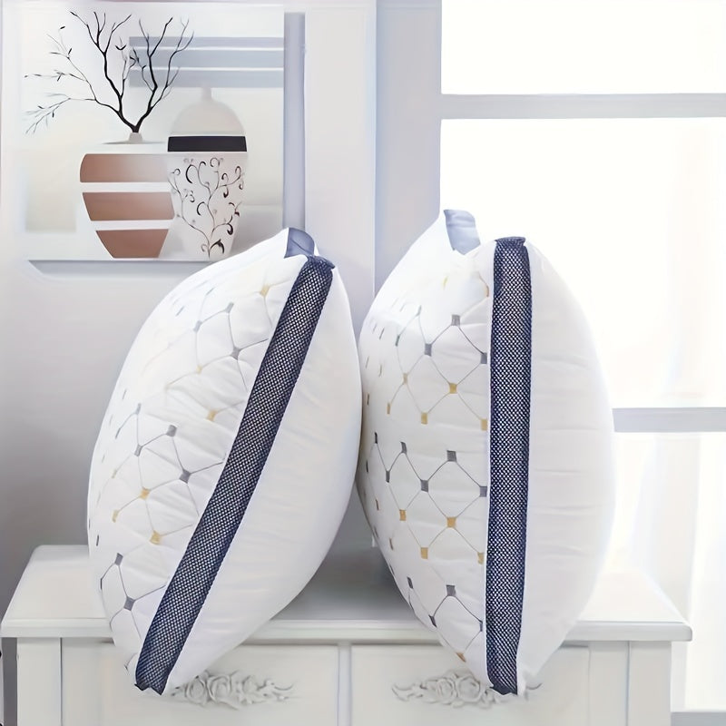 2pcs Luxury 3D Pillows, Thickened High-Rebound Soft Polyester Bedding, Breathable Neck Support for Relaxing Sleep, Ideal Gift for Family and Friends on Mother's Day, Father's Day, Halloween, Thanksgiving, Christmas, Valentine