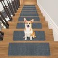 15pcs Reusable Self-Adhesive Hardwood Step Carpet Stair Treads, Indoor Activity Pet Non-Slip Safety