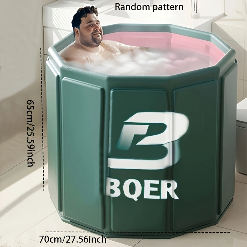 BOER Oversized Foldable Portable Bathtub, Round Neoprene 100% Compact Inflatable Spa Tub for Adult, Family Bathroom & Outdoor Use, Contemporary Style, Easy Storage