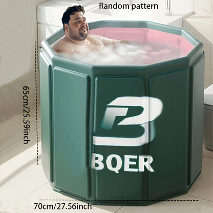 BOER Oversized Foldable Portable Bathtub, Round Neoprene 100% Compact Inflatable Spa Tub for Adult, Family Bathroom & Outdoor Use, Contemporary Style, Easy Storage