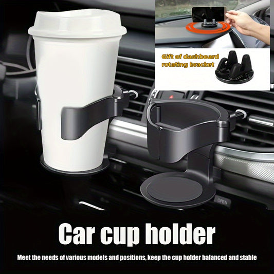 Adjustable Vehicle Cup Holder with Dashboard Swivel Base, Multifunctional AC Vent Clip-On Drink Mount, Plastic Material, Universal Fit Beverage Holder