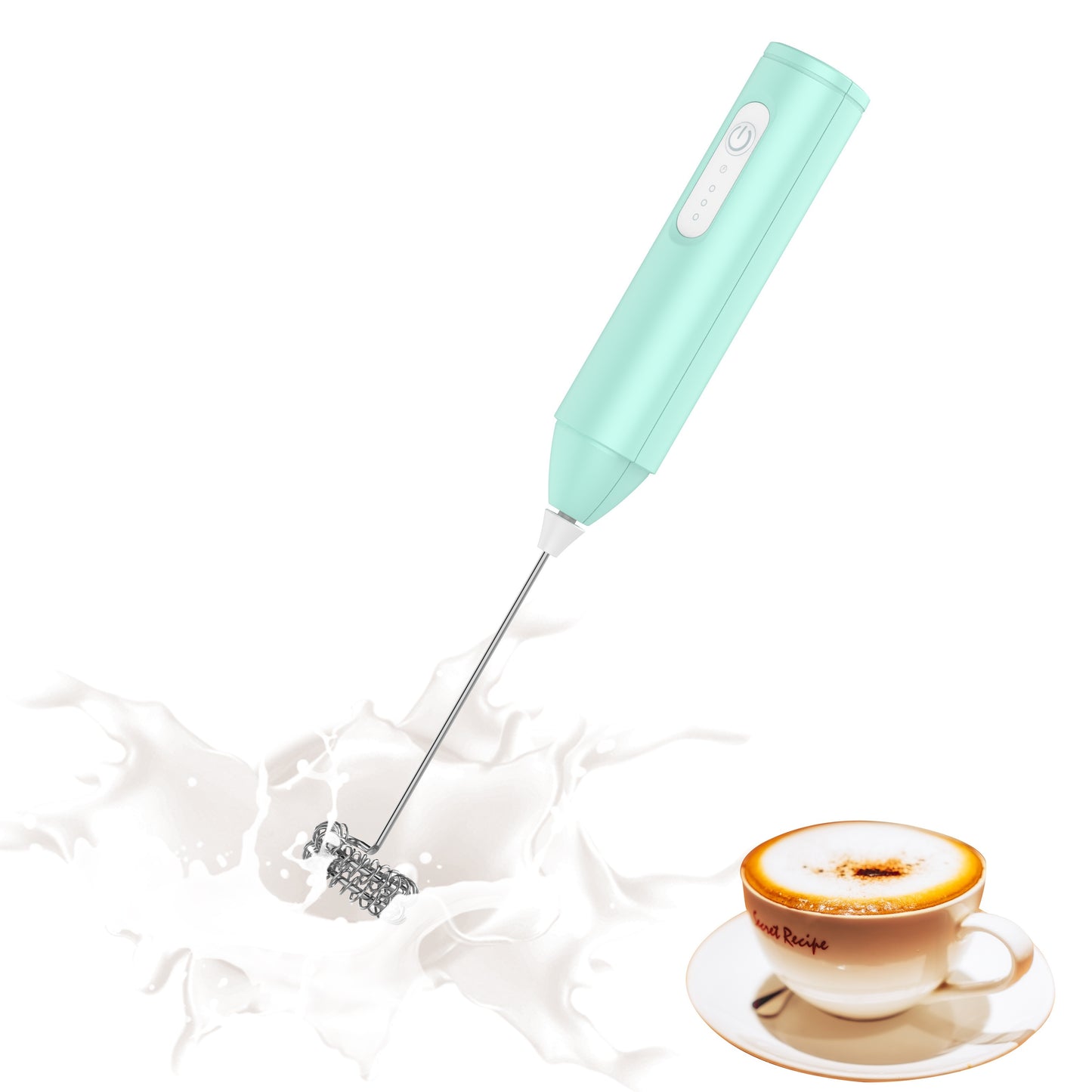 USB Rechargeable Electric Milk Frother with Stainless Steel Whisk - 3 Adjustable Foam Levels, Handheld Design for Coffee, Latte, Cappuccino, Hot Chocolate, Matcha, Egg - Available in White, Black, Teal, Frothy Drink Maker|One