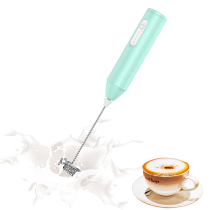 USB Rechargeable Electric Milk Frother with Stainless Steel Whisk - 3 Adjustable Foam Levels, Handheld Design for Coffee, Latte, Cappuccino, Hot Chocolate, Matcha, Egg - Available in White, Black, Teal, Frothy Drink Maker|One