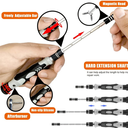 115pcs/set Cell Phone Kit/ Car Precision Screwdriver Repair Tool Kit, Multi-function Electronic Screwdriver Set, Watch Mobile Phone Disassembly Repair Screwdriver Tools (Black)