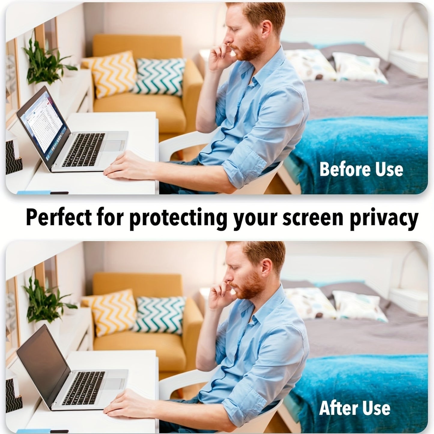 15.6-Inch Laptop Privacy Screen Protector for 16:9 Widescreen, Anti Glare Blue Light Filter, UV Protection, Visual Security Display Film