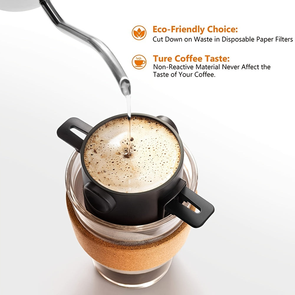 1pc Double Layer 304 Stainless Steel Coffee Filter Cup - Foldable and Portable for Hand-Pour Coffee - Little Angel Design