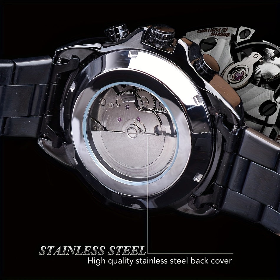 F0RSINING Men's Automatic Mechanical Watch with Calendar - Stainless Steel Band, Zinc Alloy Case, Business Style