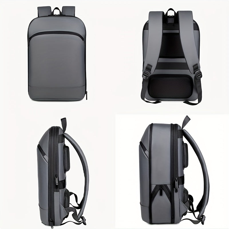 1pc Men's Solid Color Business Backpack, Commuter Bag With Trolley Strap, Casual Daypack For Going Out &amp; Leisure Travel, Waterproof 15-in Laptop Bag