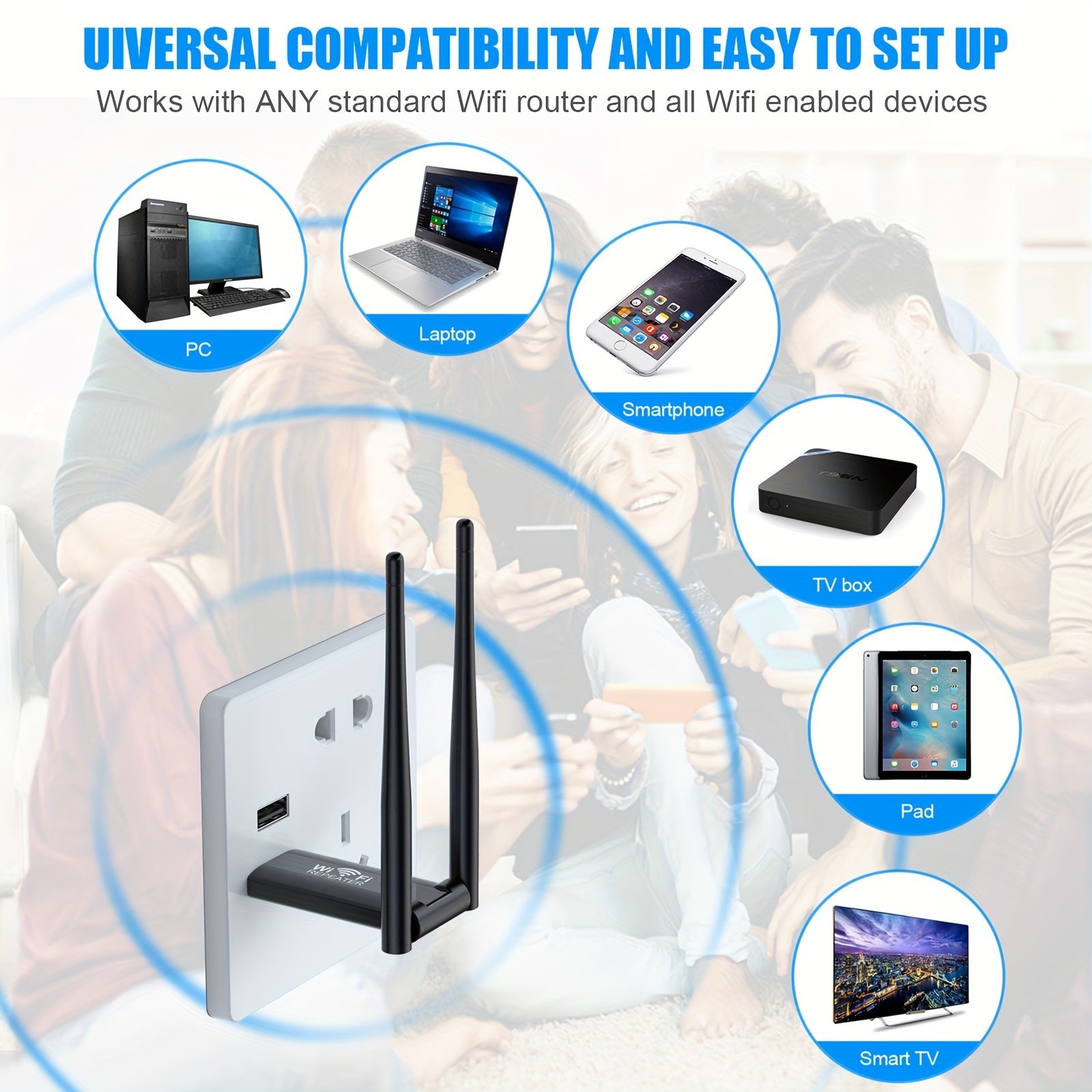 1pc USB Wireless WiFi Repeater Range Extender, 300Mbps Network Signal Amplifier Extender WiFi Booster, Suitable For Upstairs And Downstairs WiFi With Dead Zones.