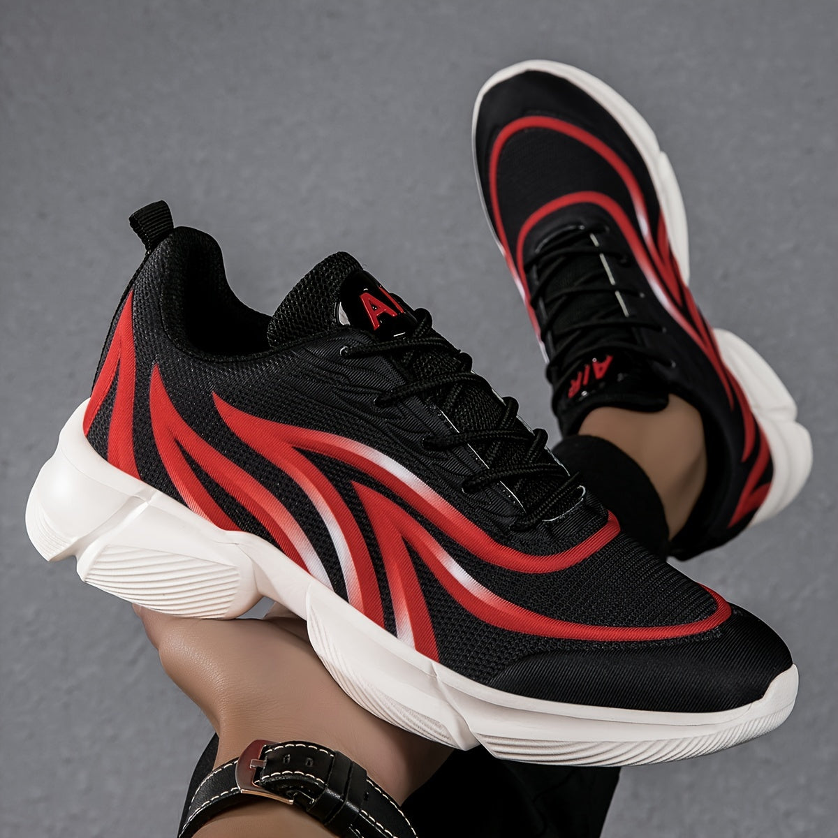 Men's Breathable Lightweight Sneakers - Comfortable, Non-Slip Running Shoes with Lace-Up Closure