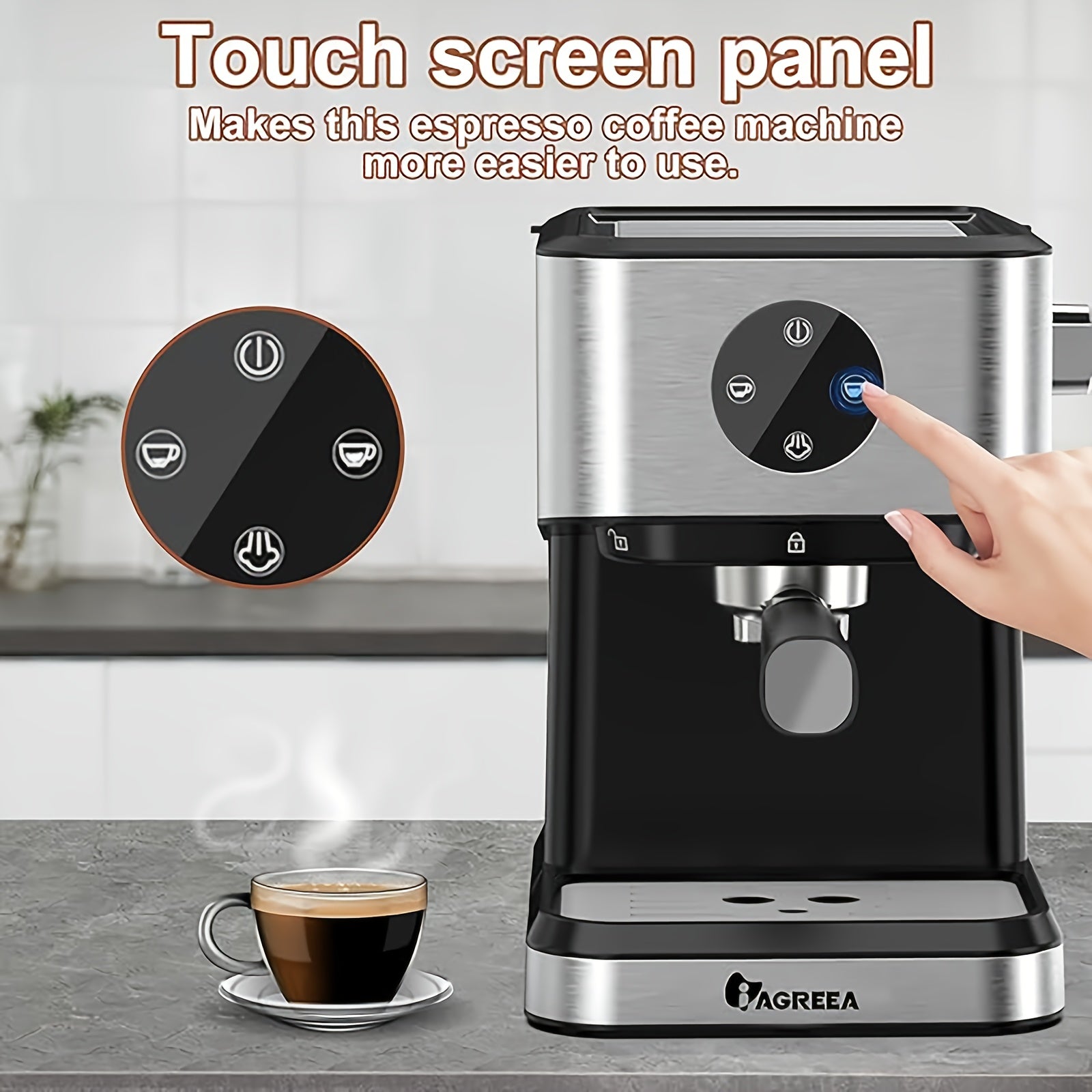 Espresso Machine, 20 Bar Expresso Coffee Machine, 1.5L Removable Water TankSemi-Automatic Coffee Machine With Steam Wand For Espresso, Latte, And Cappuccino, 1050W(FREE Add Plug Adapter)
