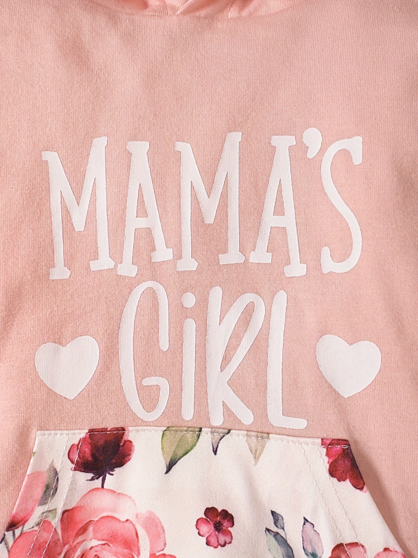 Conjunto de 2 piezas para bebé niña, informal, bonito, de algodón, para exteriores: sudadera de manga larga con estampado de letras y pantalones florales, ideal para exteriores.
