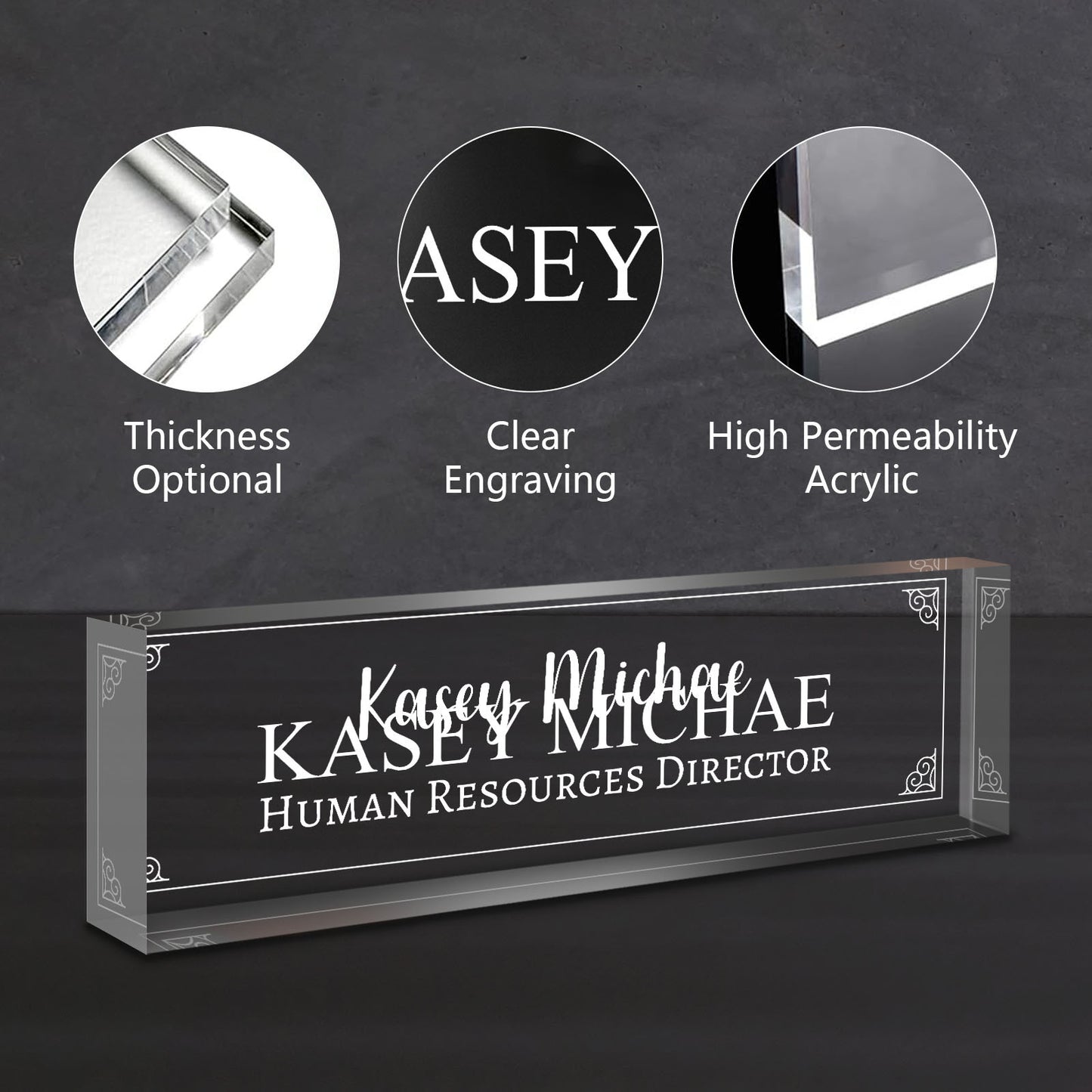 1pc, Office Engraved Acrylic Name Plate For Desk Desk Name Plate Personalized Custom Employee Appreciation Gifts Office Gifts For Women, Boss, Employee, Teacher, Manager Gifts For Employees