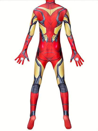 Ropa de héroe para niño: mono de fiesta elástico y duradero con cremallera, perfecto para Halloween, bailes y fiestas de personajes de películas.