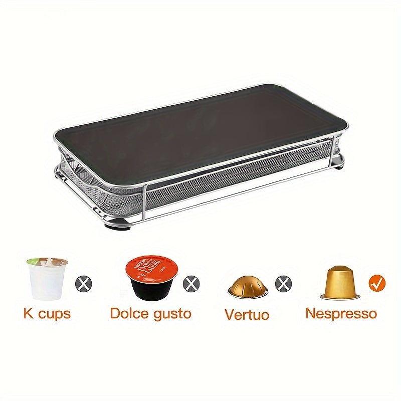 1pc, Iron Coffee Capsule Storage Box, 40-Capsule Capacity, European Style, Nespresso Compatible, Kitchen and Coffee Machine Accessory Drawer, Home and Restaurant Use