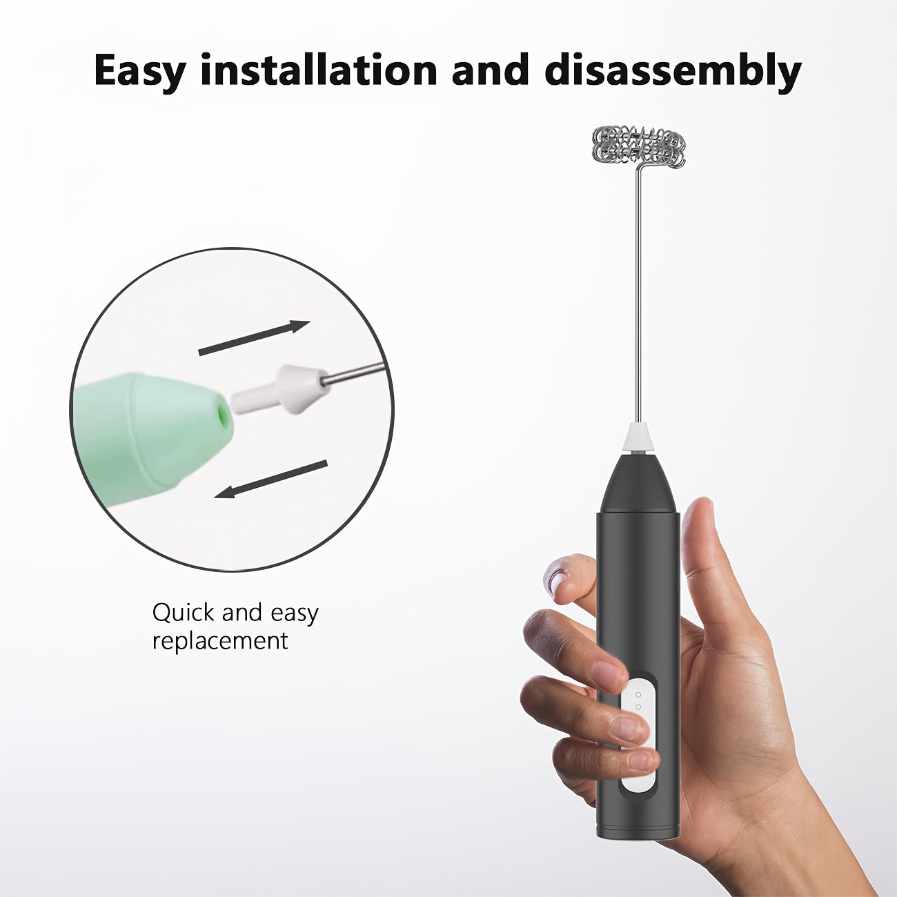 USB Rechargeable Electric Milk Frother with Stainless Steel Whisk - 3 Adjustable Foam Levels, Handheld Design for Coffee, Latte, Cappuccino, Hot Chocolate, Matcha, Egg - Available in White, Black, Teal, Frothy Drink Maker|One