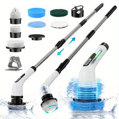 INSKAM 7-in-1 Cordless Electric Cleaning Brush Set, ABS Plastic, Hard Firmness, Rechargeable Lithium Battery, USB Charging, 2500mAh, 2 Speeds, Interchangeable Heads, Multi-Component Kit for Living Room, Bathroom, Outdoor, Flo