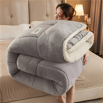 Reversible Plaid Comforter - Contemporary All-Season Quilted Duvet Insert with Box Stitch, Ultra Soft Milk Velvet Fabric, Medium Weight Polyester Fill, Machine Washable, Multipurpose - Available in 9 Sizes, Christmas Present