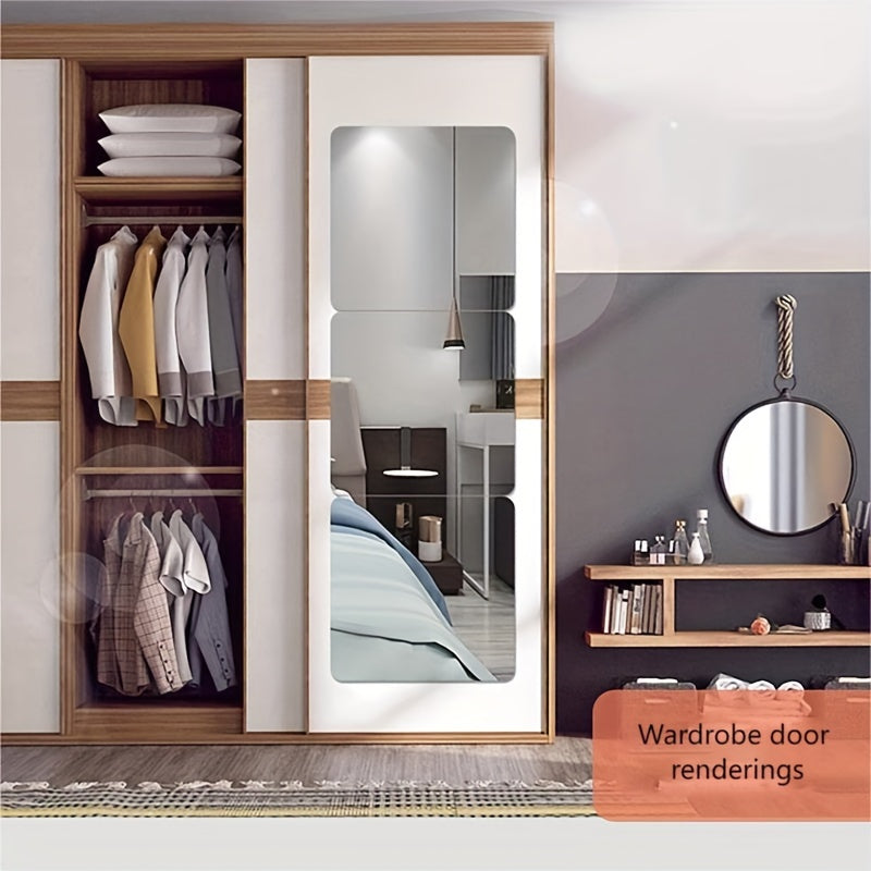 4pcs Set 3D Square Acrylic Mirror Wall Decals, 1mm Thick, Shatterproof & Removable Self-Adhesive for Bedroom, Living Room, Office, Kitchen, Bathroom - Versatile Home Decor