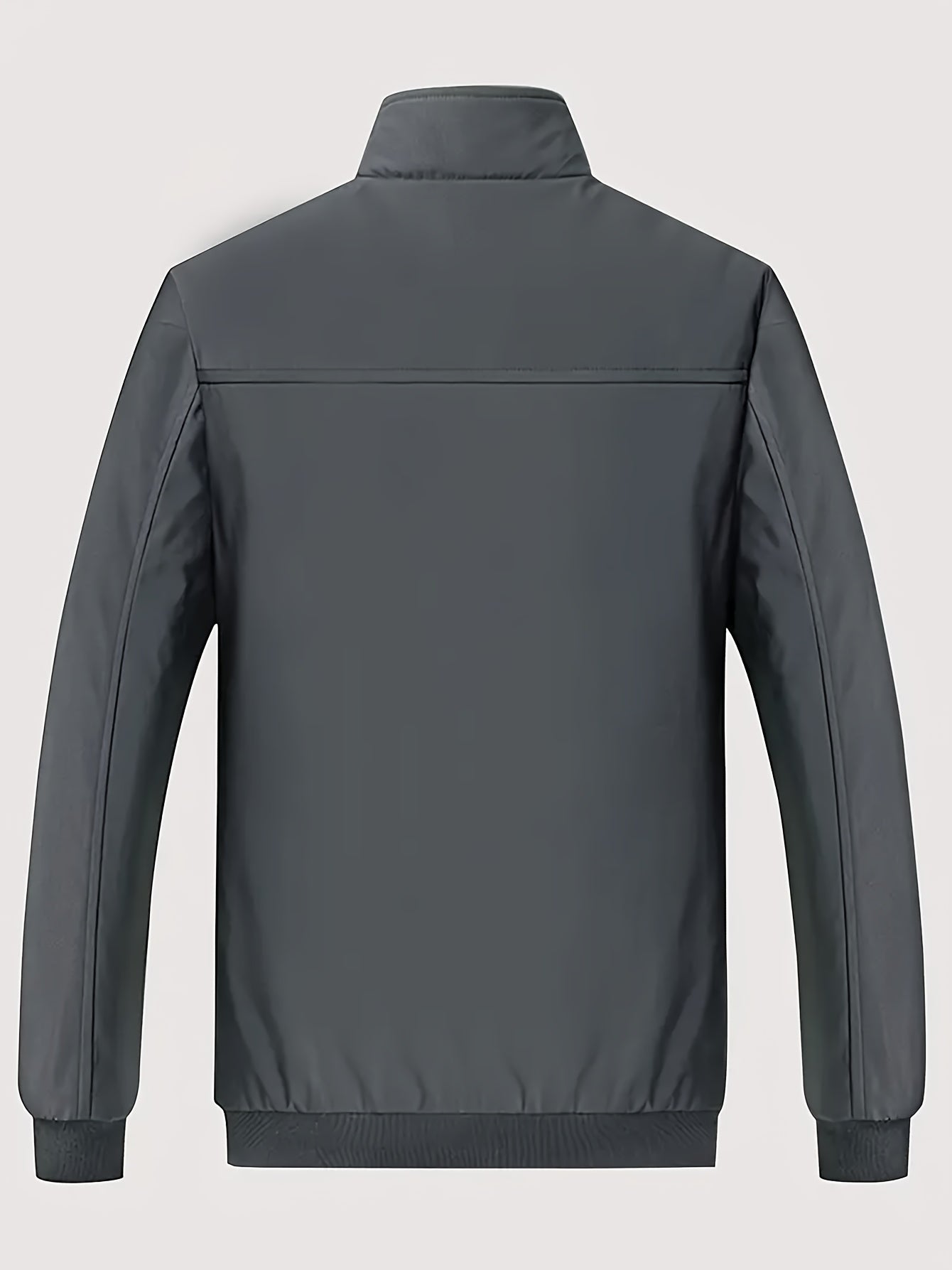 Chaqueta de color liso con cuello alto y forro polar para hombre, abrigo cálido de manga larga con cremallera, cárdigan cómodo y moderno a prueba de frío para otoño e invierno, ideal como regalo.