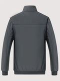 Chaqueta de color liso con cuello alto y forro polar para hombre, abrigo cálido de manga larga con cremallera, cárdigan cómodo y moderno a prueba de frío para otoño e invierno, ideal como regalo.