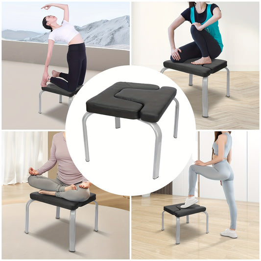 1x Black PU Yoga Inversion Chair with Steel Pipe Frame - Detachable, 200kg Capacity, Ideal for Headstands & Workouts, Perfect for Halloween/Christmas/Thanksgiving, Versatile Workout Chair|Modern Fitness Chair|Durable Construction