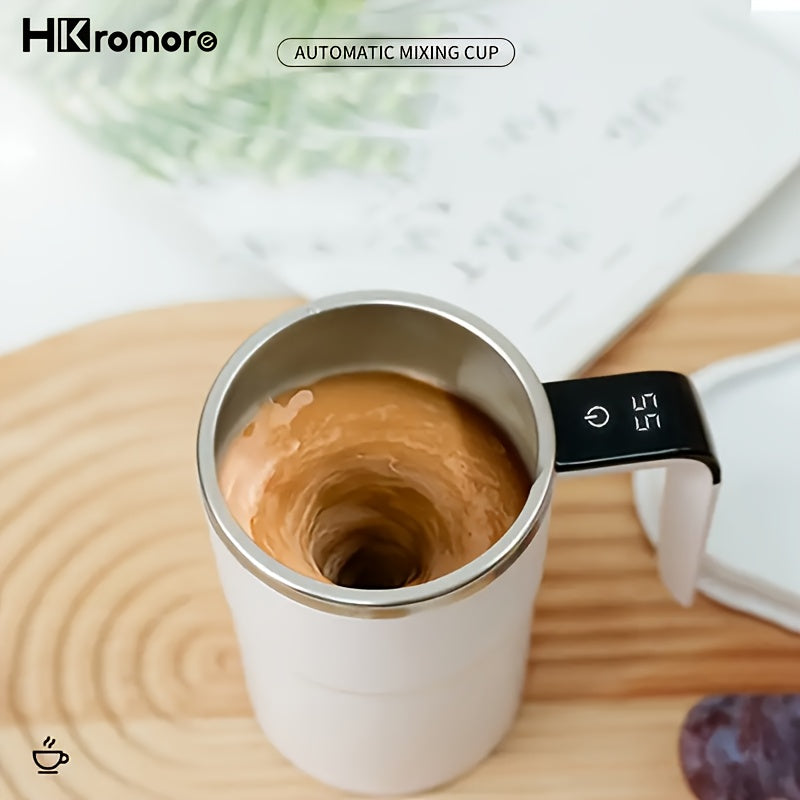 HKromore 1pc Intelligent Temperature Measurement, Magnetic Automatic Stirring Cup, Electric Portable Coffee Cup, Milkshake Cup, Anti Settling Design, Intelligent Temperature Measurement, Electromagnetic Capsule, 304 Stainless