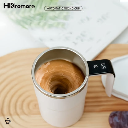 HKromore 1pc Intelligent Temperature Measurement, Magnetic Automatic Stirring Cup, Electric Portable Coffee Cup, Milkshake Cup, Anti Settling Design, Intelligent Temperature Measurement, Electromagnetic Capsule, 304 Stainless