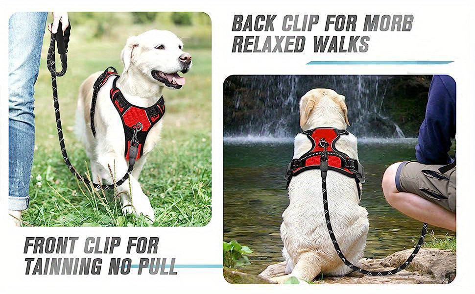 No Pull Dog Harness Front Clip Heavy Duty Reflective Easy Control Handle For Large Dog Walking