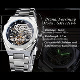 Reloj mecánico automático para hombre: esqueleto de diamantes de imitación 3D, acero inoxidable, estilo deportivo y profesional, regalo perfecto.