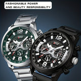 Reloj de moda popular OFNS para hombre, cronógrafo, resistente al agua hasta 50 metros, con calendario y luz nocturna, regalo para las fiestas.