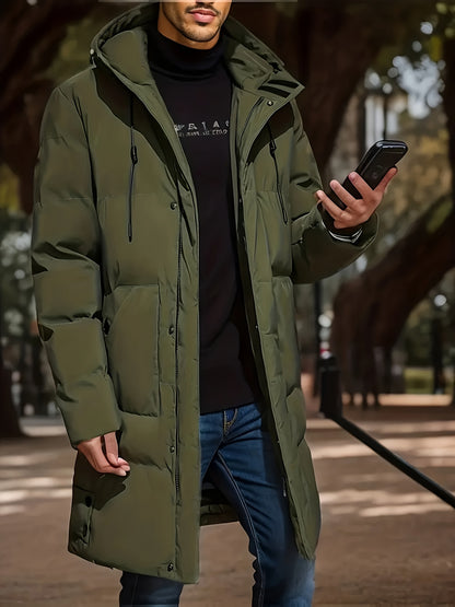 Men'S Solid Color Jacket, Comfy Warm Trendy Winter Cold-Proof Outwear As Gift