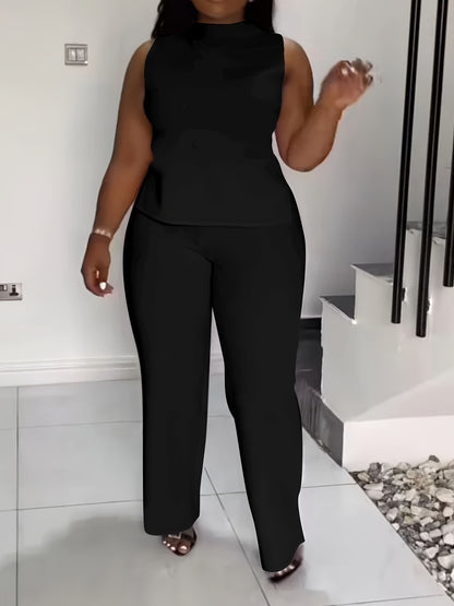 QF2364 Solid Color Summer Sleeveless Casual Suit