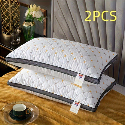 2pcs Luxury 3D Pillows, Thickened High-Rebound Soft Polyester Bedding, Breathable Neck Support for Relaxing Sleep, Ideal Gift for Family and Friends on Mother's Day, Father's Day, Halloween, Thanksgiving, Christmas, Valentine