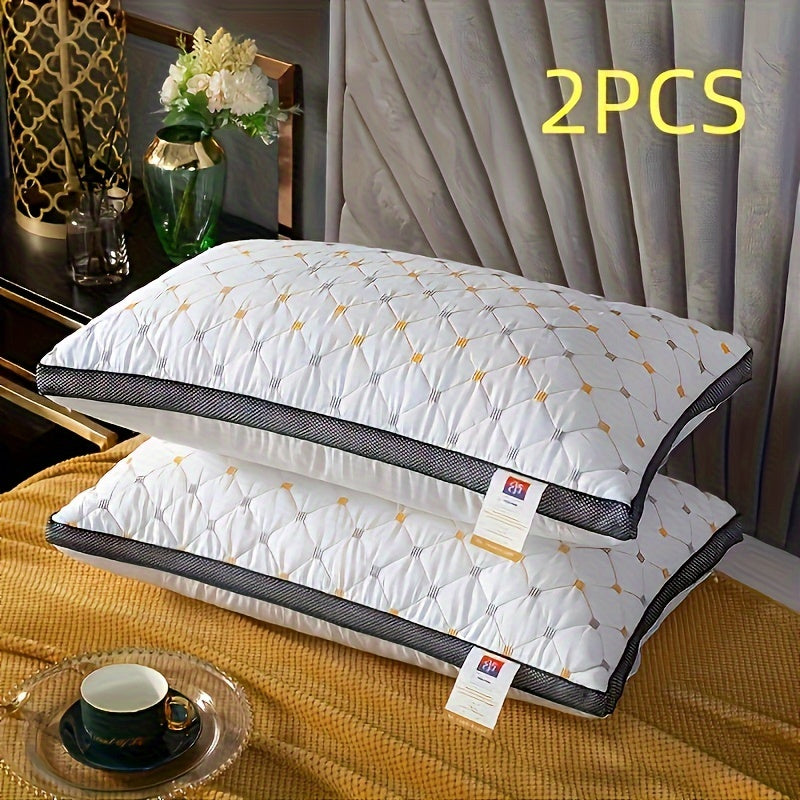 2pcs Luxury 3D Pillows, Thickened High-Rebound Soft Polyester Bedding, Breathable Neck Support for Relaxing Sleep, Ideal Gift for Family and Friends on Mother's Day, Father's Day, Halloween, Thanksgiving, Christmas, Valentine