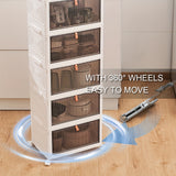 Caja de almacenamiento plegable multifuncional con puertas transparentes, ideal para ropa, libros y juguetes. Estilo clásico, para colocar en el suelo, parte trasera de plástico. Ideal para organizar el dormitorio, el baño, la oficina y la sala de estar.
