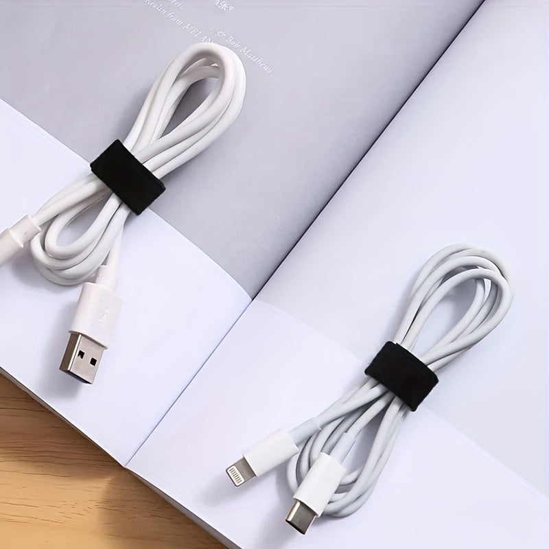 300cm Black Nylon Cable Organizer Roll - Versatile Cord Management for Travel, Outdoor & Home Use with Hook and Loop Fastening Straps