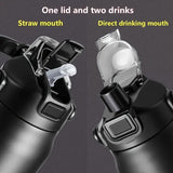 Stainless Steel Sports Water Bottle with Multi-Functional Lid, Twin-Drinking Methods with Straw & Direct Drink, Portable & Insulated Flask, 1000ml/1500ml, BPA-Free for Outdoor, Camping, Hiking, Travel & Driving, Ideal Gift fo