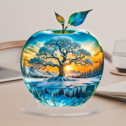 Sunset Tree of Life Acrylic Desk Ornament - Create a Serene Atmosphere, Perfect for Home &amp; Garden Decor, Bedroom, Living Room, Kitchen - Includes Stand